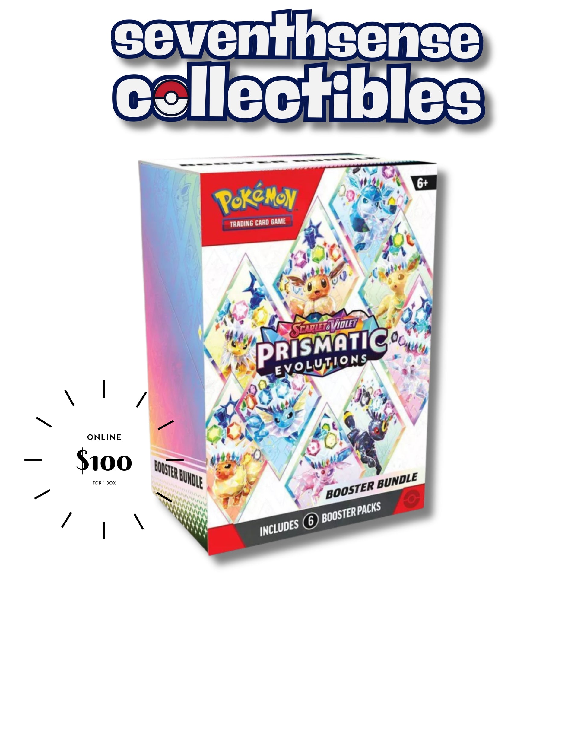 SeventhSense Collectibles Pokémon SV8.5 Prismatic Booster Bundle - Limited Collector's Edition with 6 Factory-Sealed Packs